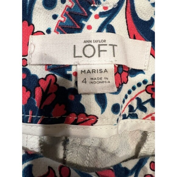Ann Taylor LOFT Floral Mosaic Riviera Pants In Marisa Fit Cotton Blend Size 4 - Picture 5 of 8